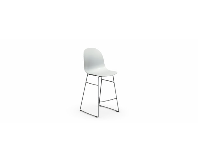 Optic White Chromed Metal & Acrylic Counter Stool