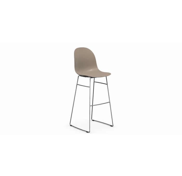 Gray Metal Bar Stool with Chromed Frame