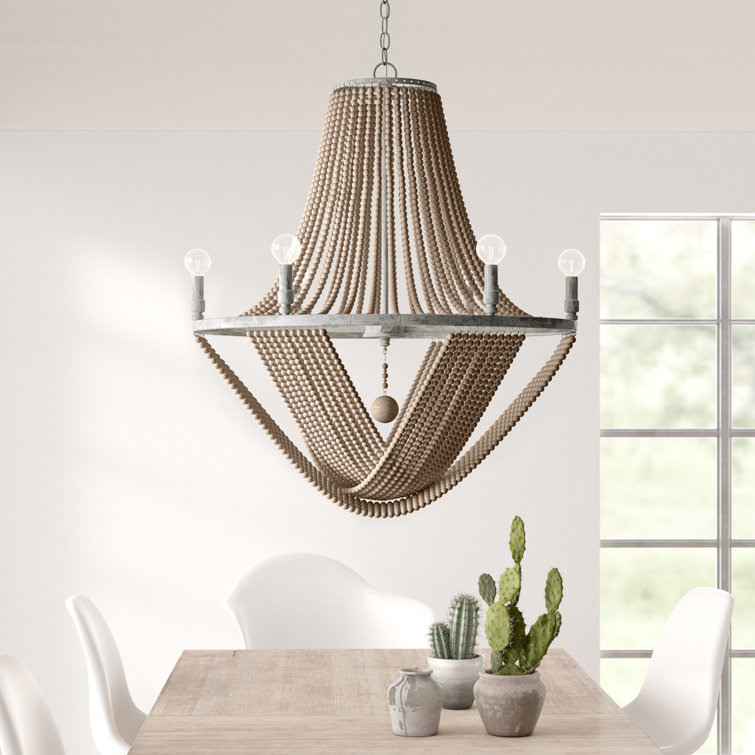 Mystic Sand Beaded 6-Light Empire Chandelier with Distressed Finish