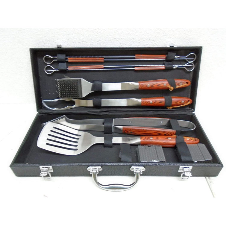 Cuisinart 10 Piece Stainless Steel Grilling Tool Set with Wooden Handles