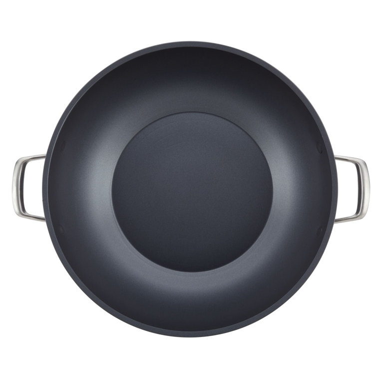 Moonstone Gray 13.5-Inch Hard Anodized Nonstick Wok with Lid