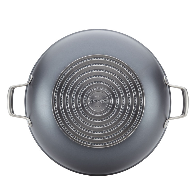 Moonstone Gray 13.5-Inch Hard Anodized Nonstick Wok with Lid