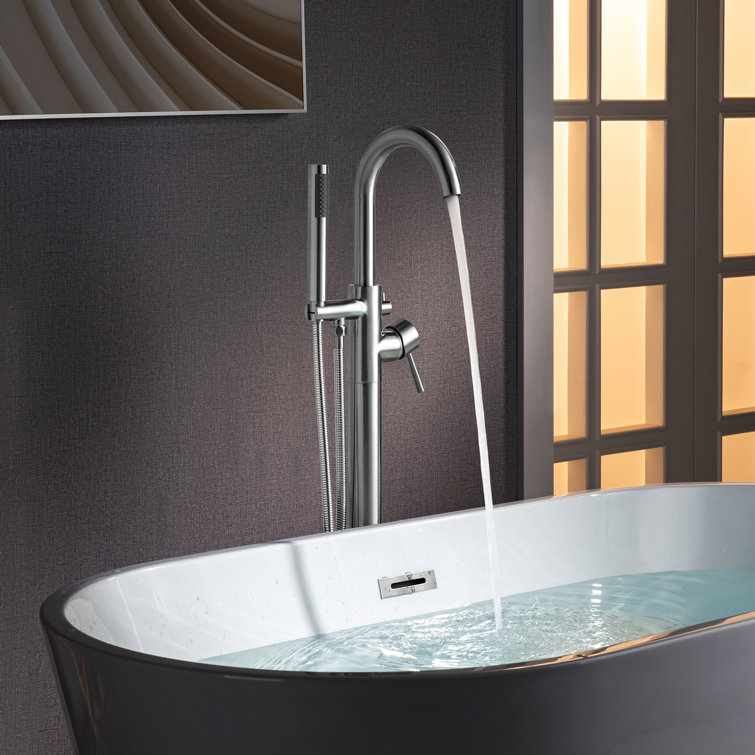 Chrome Freestanding Tub Faucet with Hand Shower