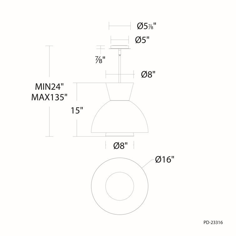 Black Aluminum LED Indoor/Outdoor Bowl Pendant Light