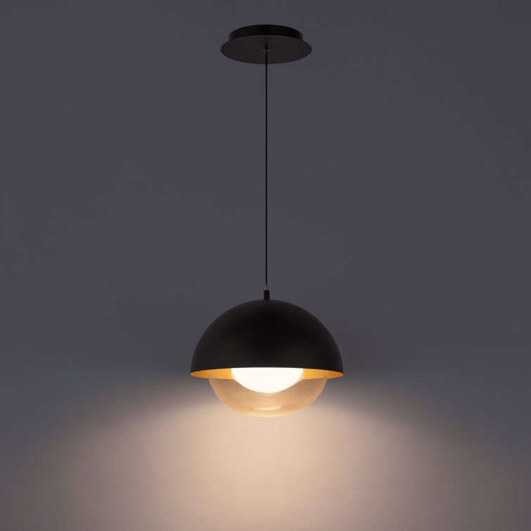 Mini Black Gold Glass Bowl LED Pendant for Indoor/Outdoor