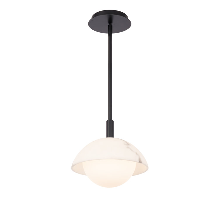 Black LED Pendant with Faux Alabaster Shade
