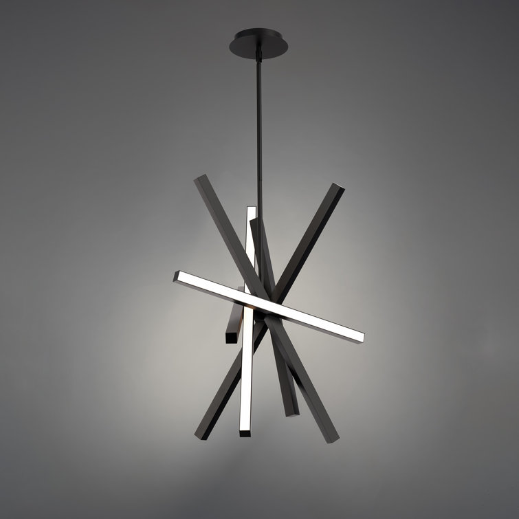 Sleek Black 28" LED Pendant with Rotatable Light Bar and Dimmable Feature