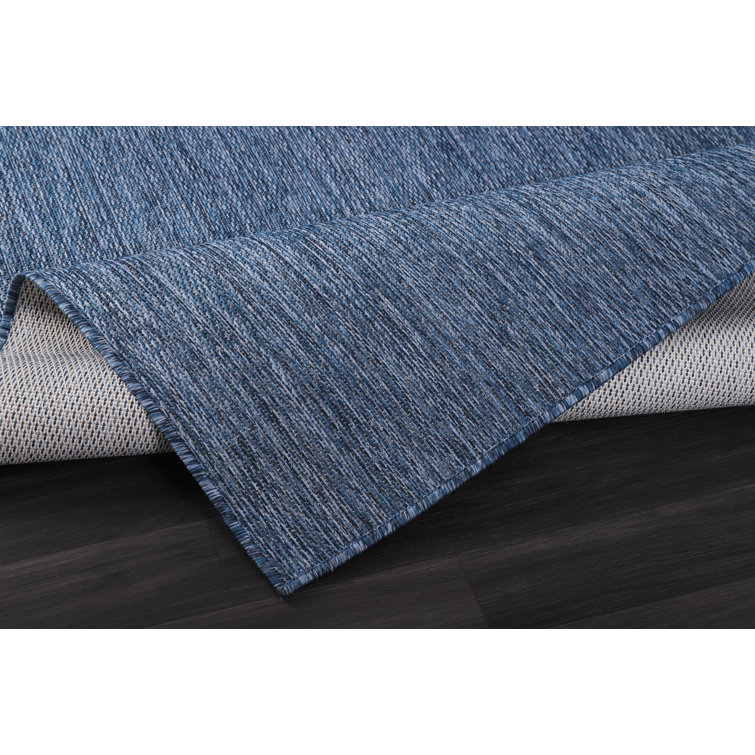 Azure Blue Rectangular Synthetic Indoor/Outdoor Rug 5' x 7'
