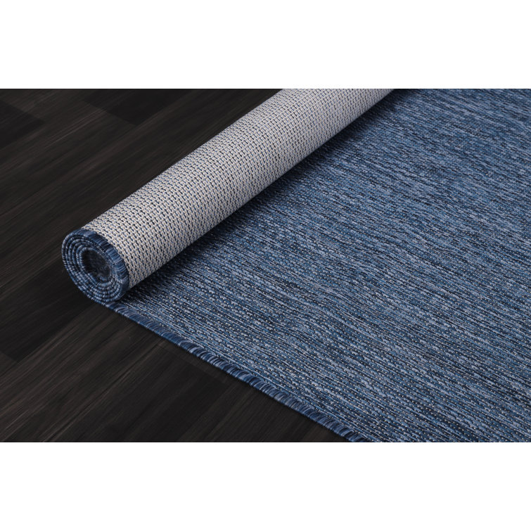 Azure Blue Rectangular Synthetic Indoor/Outdoor Rug 5' x 7'