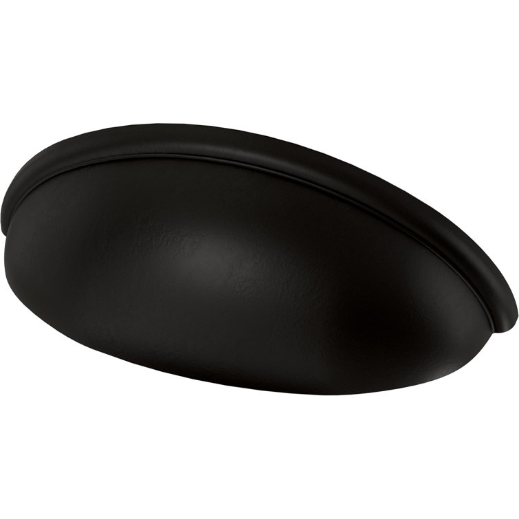 Matte Black Brass Cup Drawer Pulls with Installation Hardware
