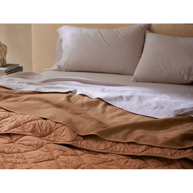 King Size Ginger Organic Cotton Woven Blanket