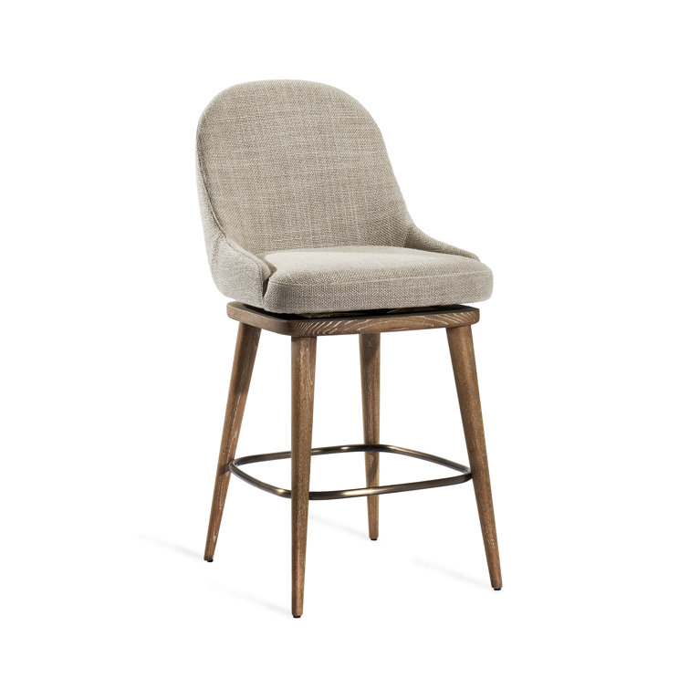 Harper Autumn Brown and Flax Loomed Linen Swivel Counter Stool