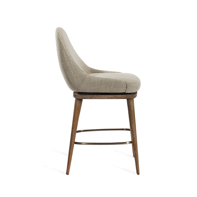 Harper Autumn Brown and Flax Loomed Linen Swivel Counter Stool