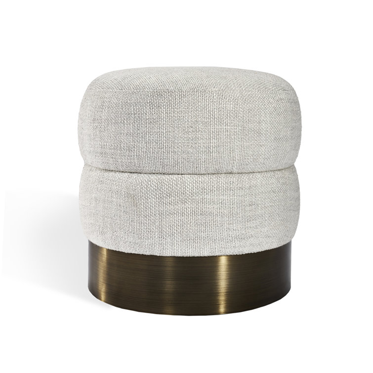 Charlize Cream and Antique Bronze Round Accent Stool