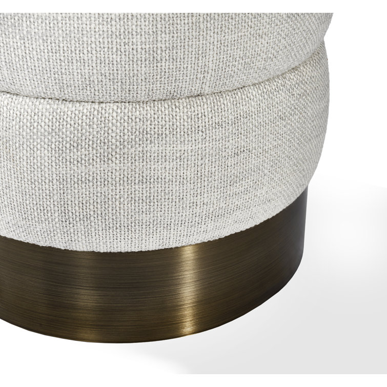 Charlize Cream and Antique Bronze Round Accent Stool
