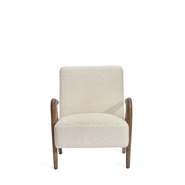 Autumn Brown Ash Wood Shearling Upholstered Accent Chair