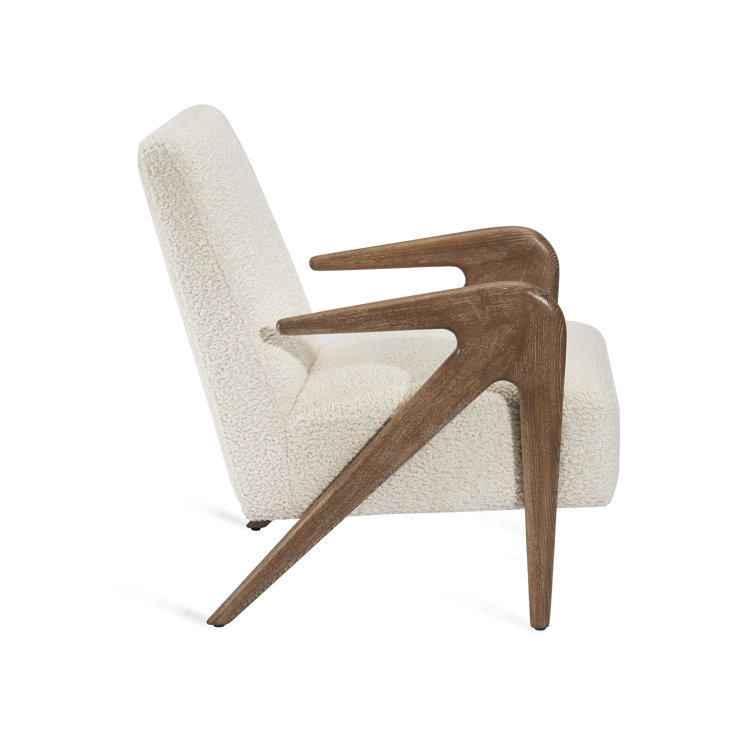 Autumn Brown Ash Wood Shearling Upholstered Accent Chair