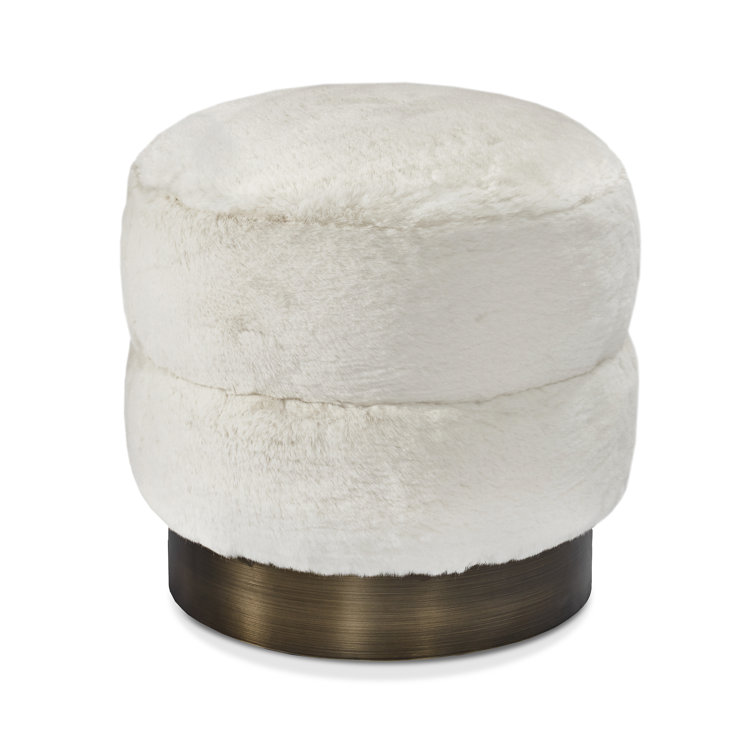 Charlize Cream and Antique Bronze Round Accent Stool