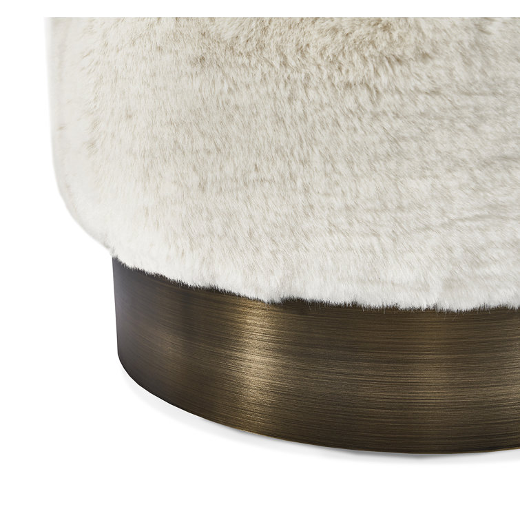 Charlize Cream and Antique Bronze Round Accent Stool
