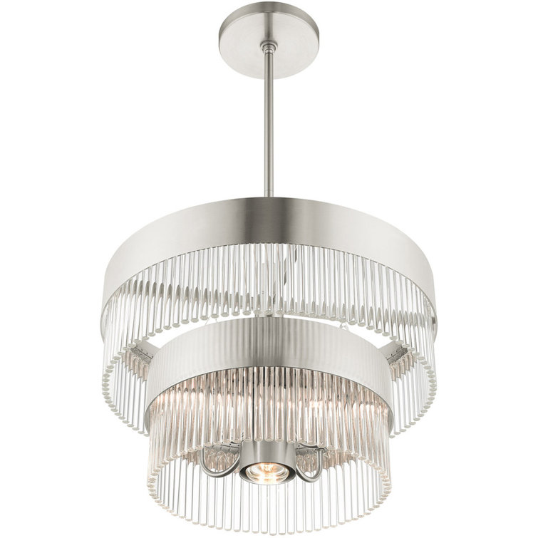Brushed Nickel Crystal Rods 5-Light Chandelier