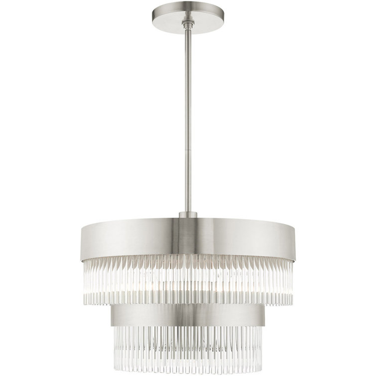 Brushed Nickel Crystal Rods 5-Light Chandelier