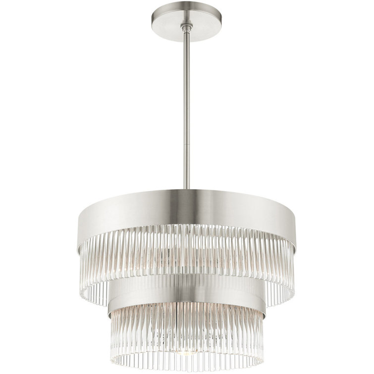 Brushed Nickel Crystal Rods 5-Light Chandelier