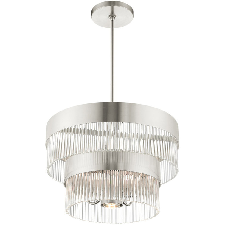 Brushed Nickel Crystal Rods 5-Light Chandelier
