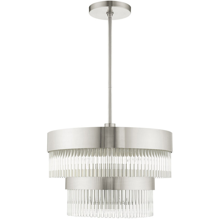 Brushed Nickel Crystal Rods 5-Light Chandelier