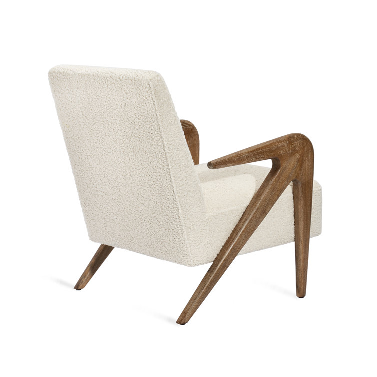 Autumn Brown Ash Wood Shearling Upholstered Accent Chair