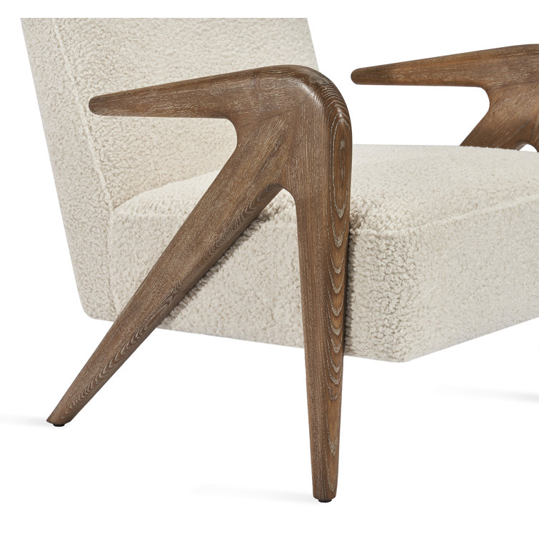 Autumn Brown Ash Wood Shearling Upholstered Accent Chair
