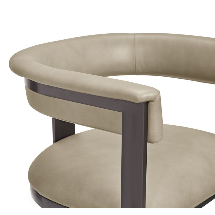 Fawn Taupe Leather and Graphite Stainless Steel Bar Stool