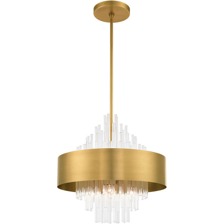 Elegant Orenburg 8-Light Natural Brass Pendant with Crystal Rods