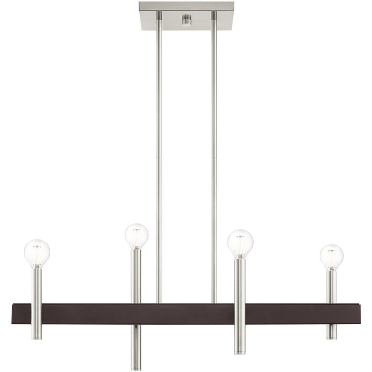 Elegant Bronze and Crystal 4-Light Linear Chandelier