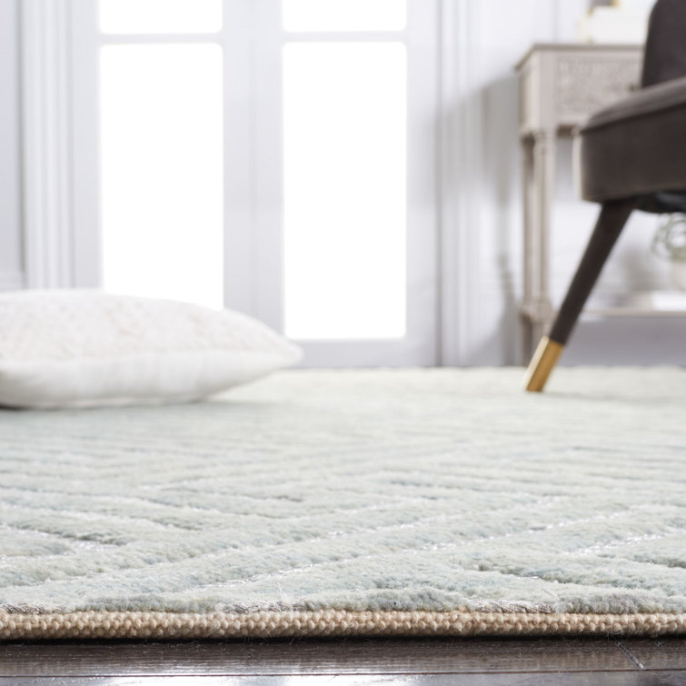 Santa Fe Light Grey Hand-Knotted Wool Area Rug 6' x 9'