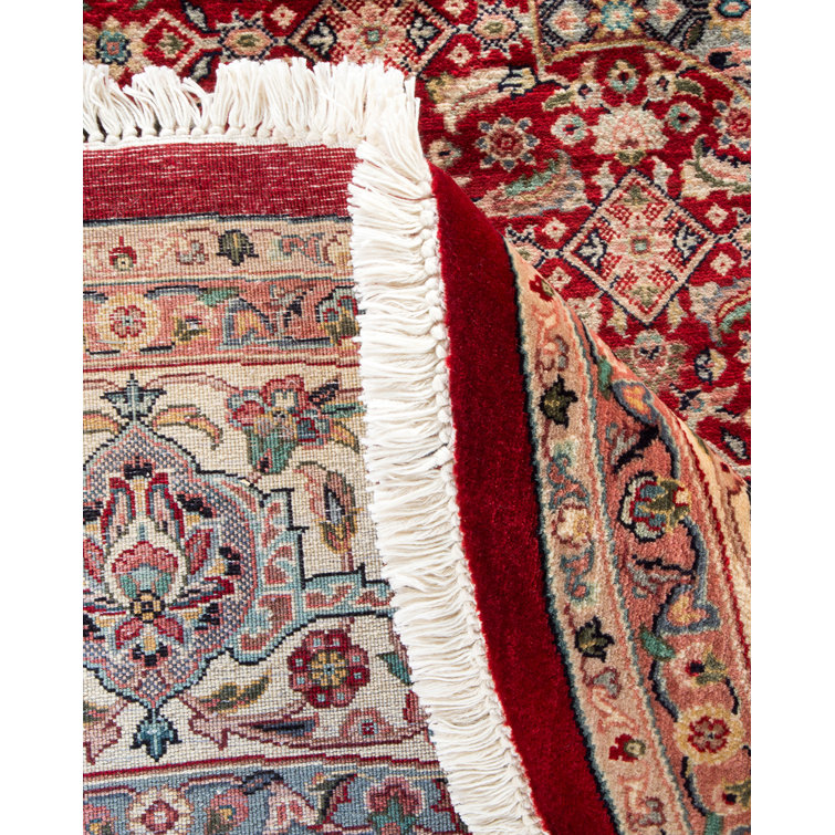 Hand-Knotted Round Red Wool Area Rug 7' 1" x 7' 3"