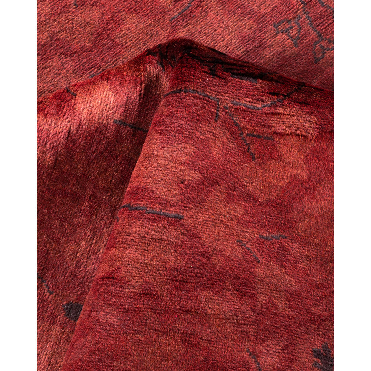 Hand-Knotted Red Wool Rectangular Area Rug 4' 1" x 6' 4"