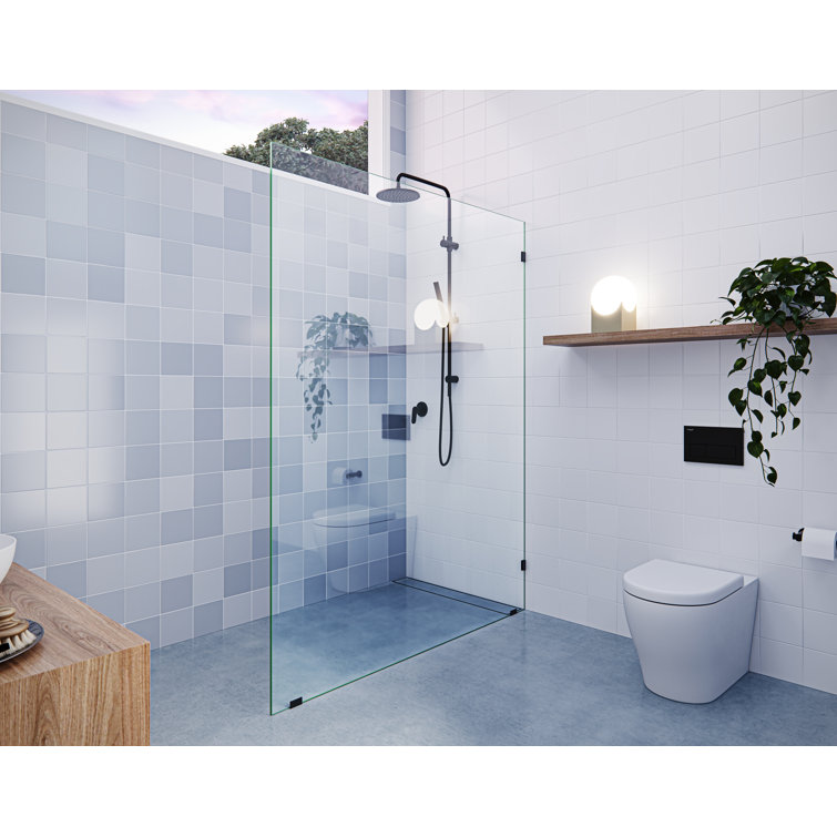 Vela 55" x 78" Frameless Glass Shower Panel with Matte Black Hardware