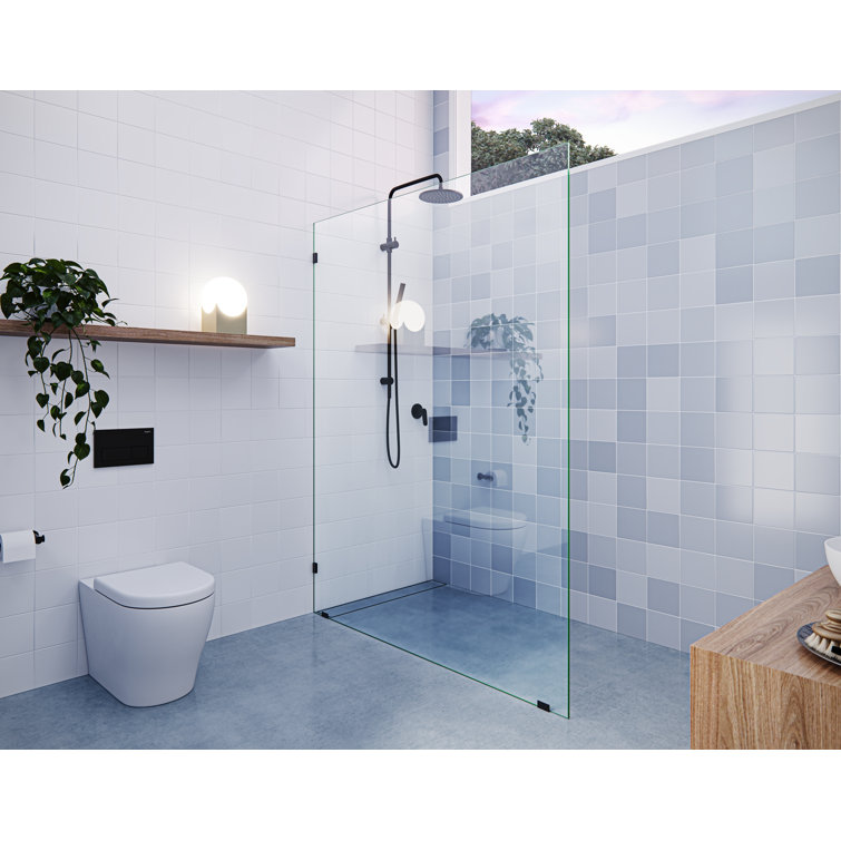 Vela 55" x 78" Frameless Glass Shower Panel with Matte Black Hardware