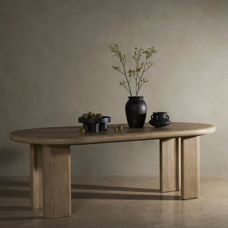 Light Oak Extendable Oval Dining Table with Solid Wood Base