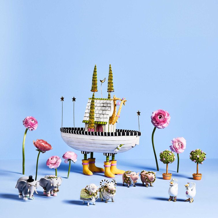 Handmade Resin Noah's Ark Figurine Set with Animals