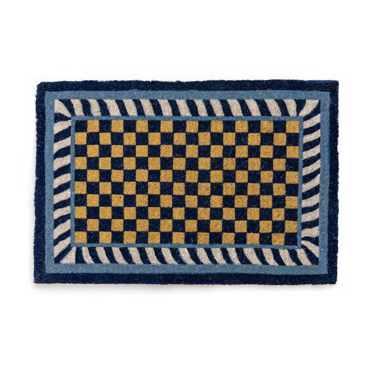 Elegant Floral Coir Rectangular Outdoor Mat with Non-Slip Vinyl Back