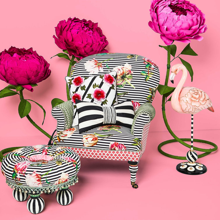 Hand-Painted Pink Flamingo Resin Figurine with Striped Base