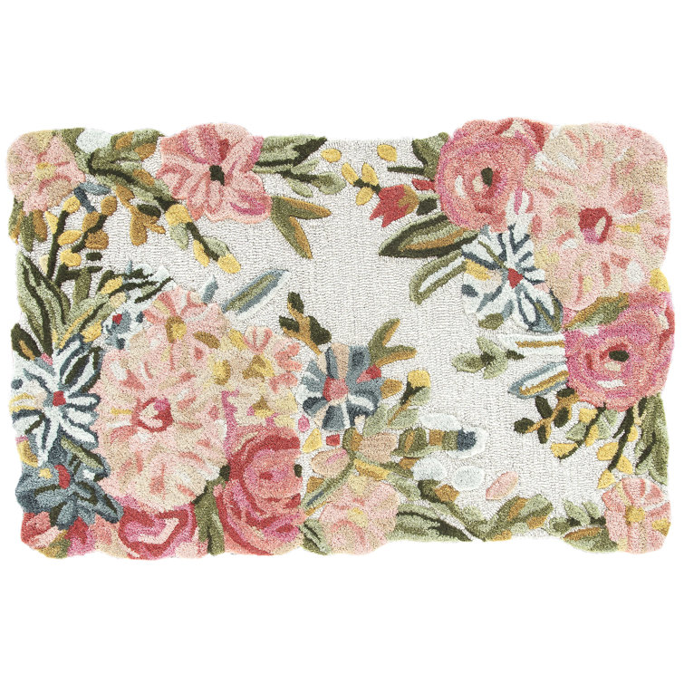 Blossom Noir 27'' x 45'' Hand-Tufted Black Wool Area Rug
