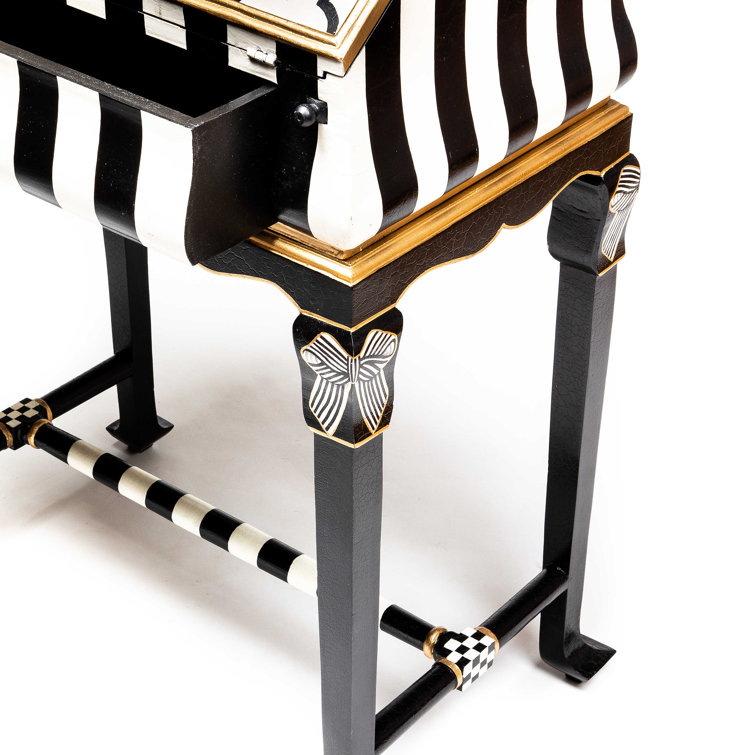 Black and White Mango Wood Writing Desk with Drawer