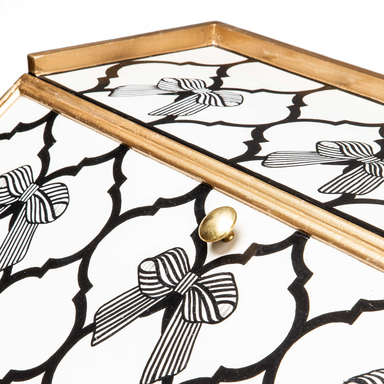 Black and White Mango Wood Writing Desk with Drawer