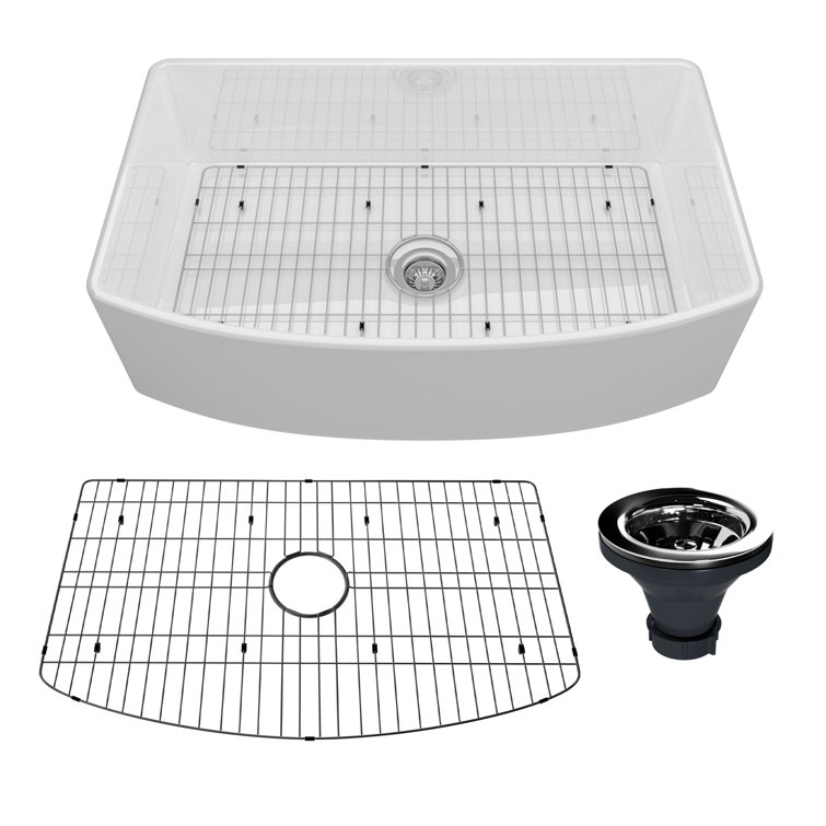 33'' White Fireclay Single Bowl Farmhouse Kitchen Sink
