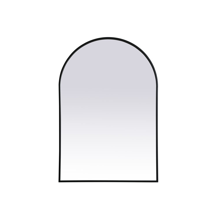 Black Metal Arch Wall Mirror with Vertical Mount