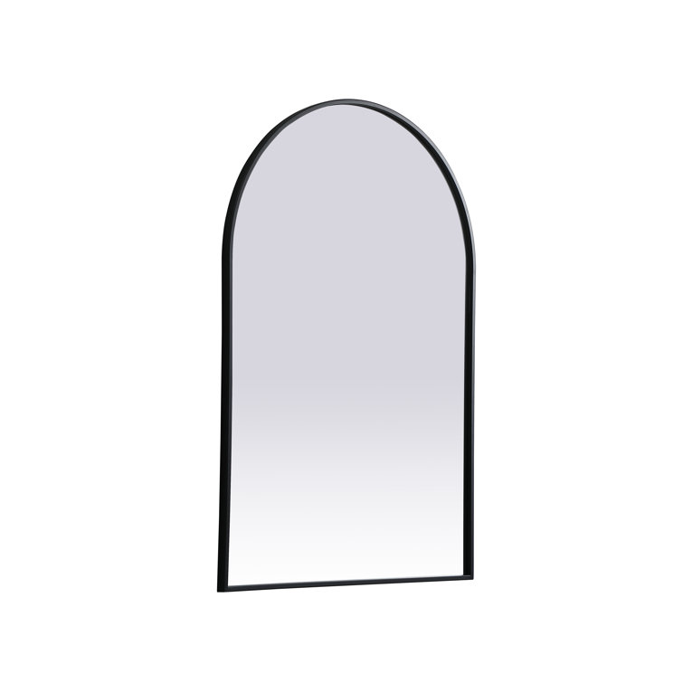 Black Metal Arch Wall Mirror with Vertical Mount