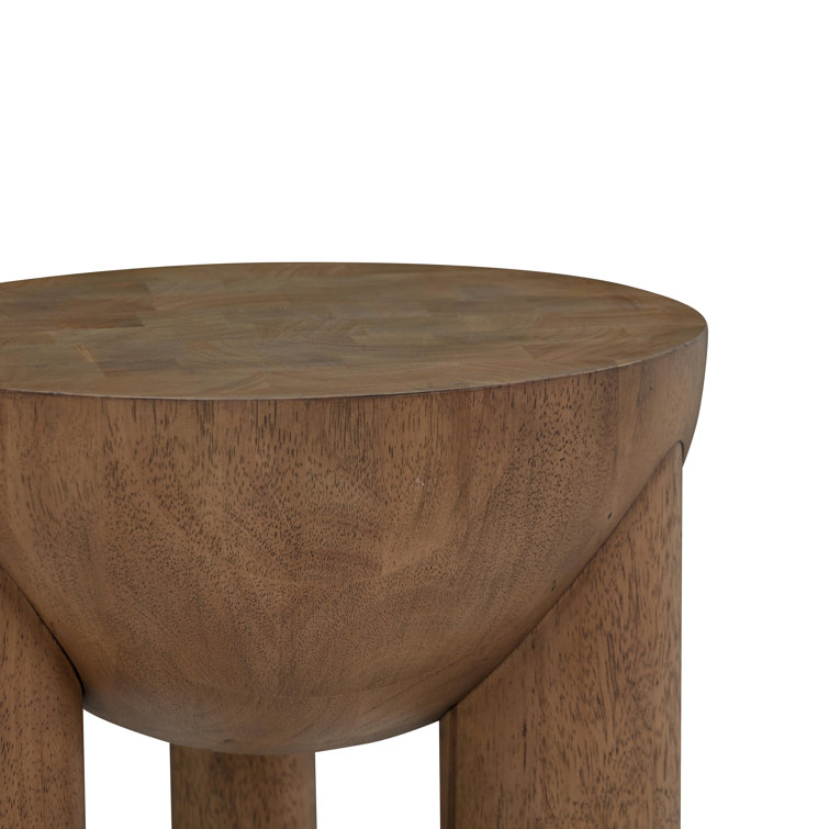 Cognac Rubberwood Round Three-Leg Accent Table