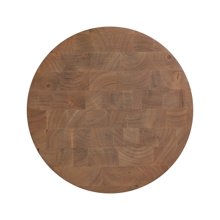Cognac Rubberwood Round Three-Leg Accent Table